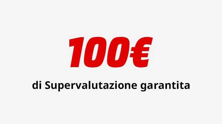 Testo con scritta: 100€ di supervalutazione usato