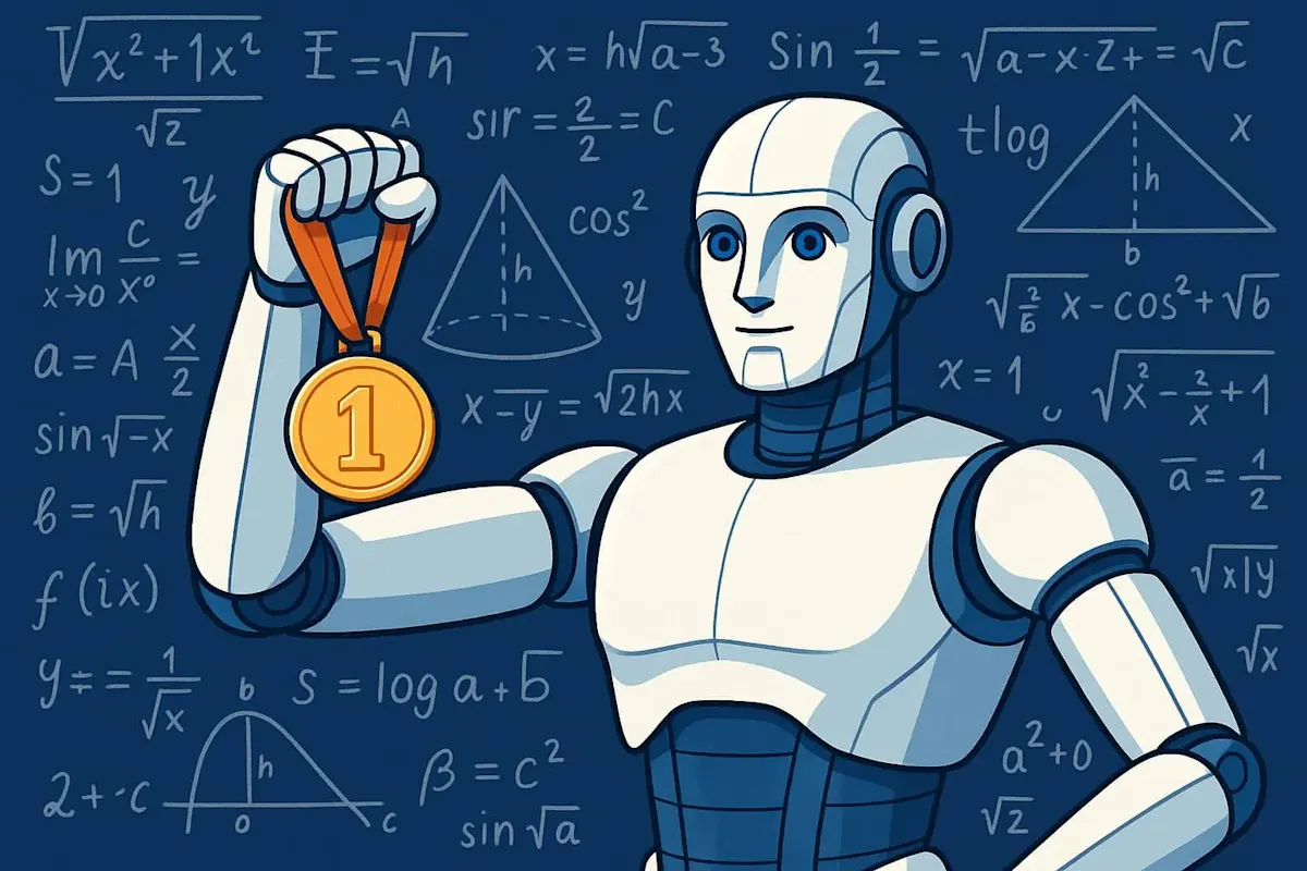 Immagine di un'intelligenza artificiale che vince le Olimpiadi di Matematica generata con IA 