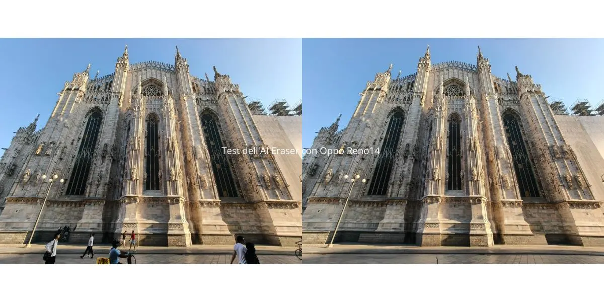 test ia fotocamera effettuato sulla facciata del duomo di milano