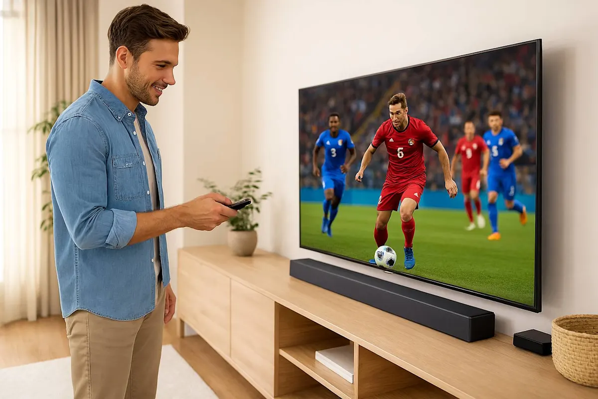 persona che attiva una soundbar