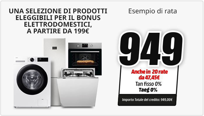 esempio prodotto elettrodomestico con prezzo e rata per finanziamento