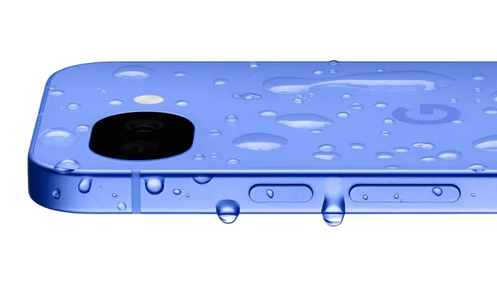 telegono google pixeel blu su sfondo bianco