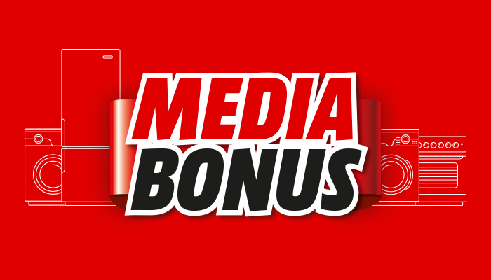 Scritta Media Bonus inserita tra figure stilizzate di elettrodomestici