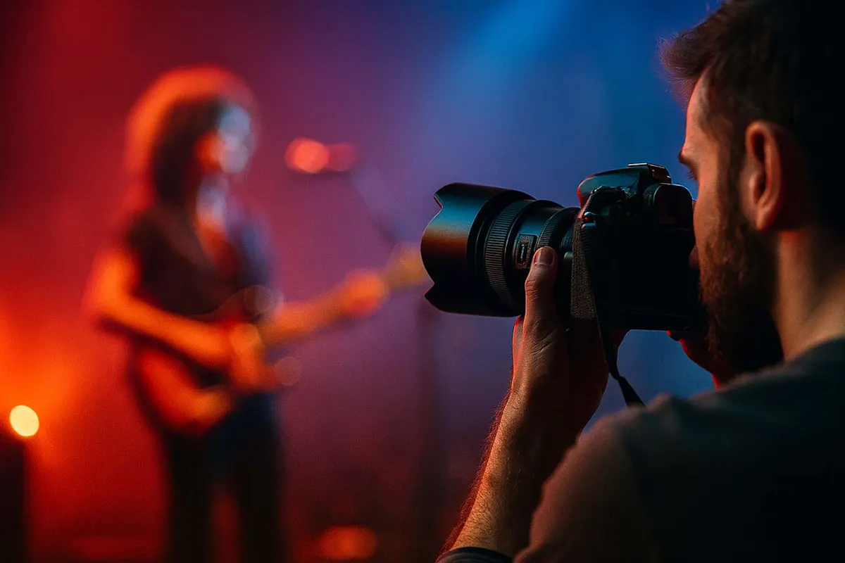 fotografo durante un festival