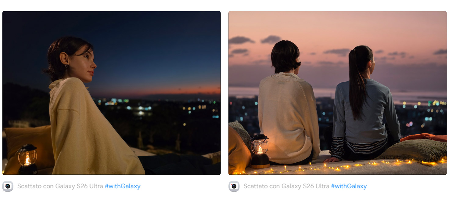 due foto che mostrano la luminosità delle foto anche di notte su samsung galaxy s26