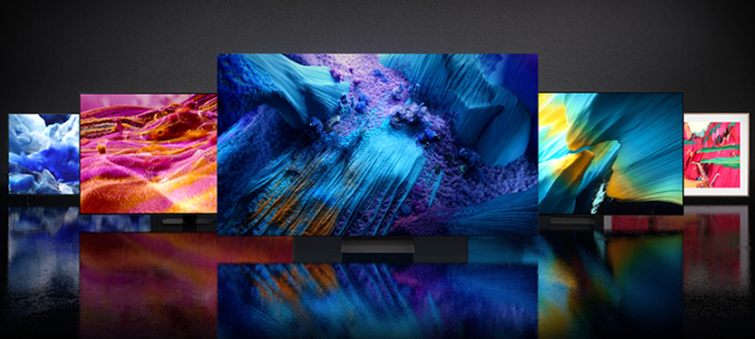 piu' televisori samsung su sfondo nero