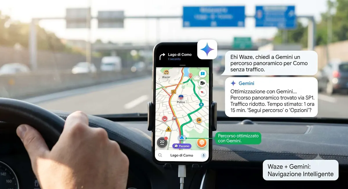 Waze si fonde con Gemini: quali sono le nuove funzioni