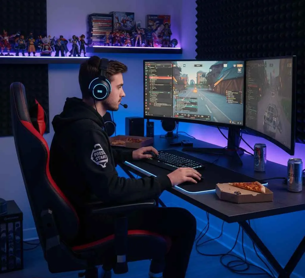 ragazzo impegnato in una sessione da gaming