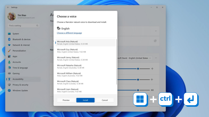 app aperta su uno sfondo di windows 11 blu