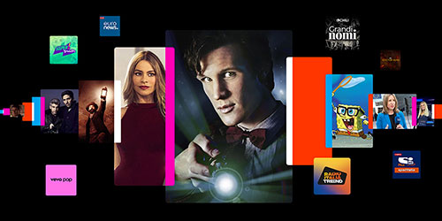 Montaggio di immagini di diversi spettacoli televisivi e film su sfondo nero.