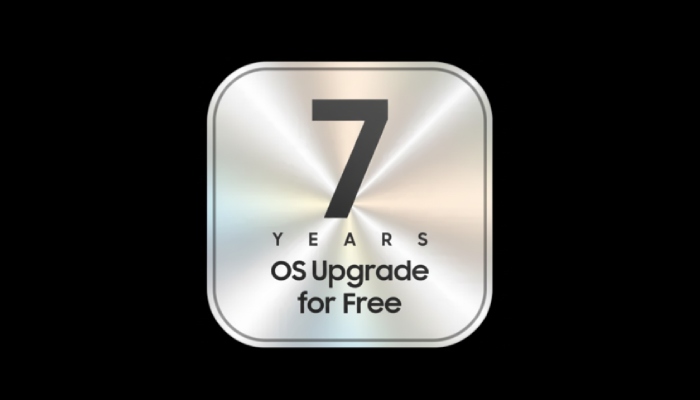 Logo certificante 7 anni di upgrade gratis sul sistema operativo One UI Tizen