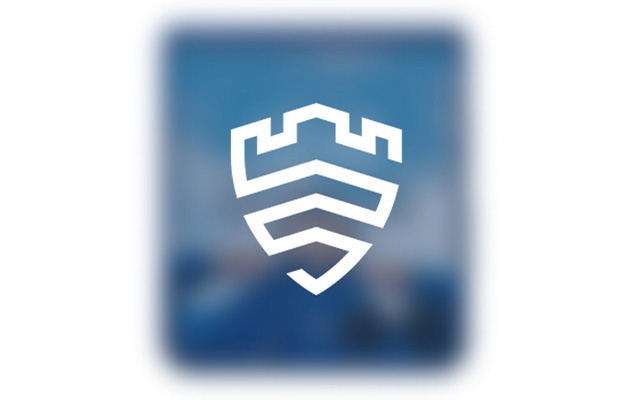 immagine di uno scudo bianco su uno sfondo blu sfocato