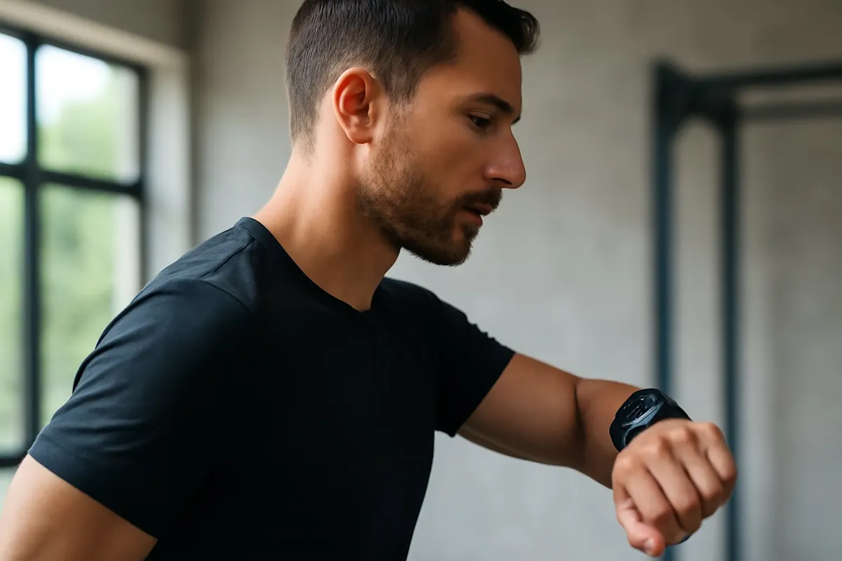 ragazzo che nuota indossando un fitness tracker