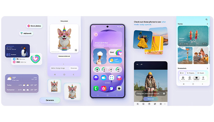One UI 8.5 vista su diverse schermate del samsung galaxy s26