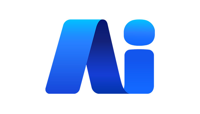 Logo blu su sfondo bianco con una forma che ricorda le lettere "Ai".