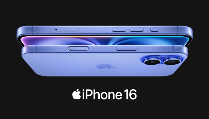 iPhone 16 con sfondo nero