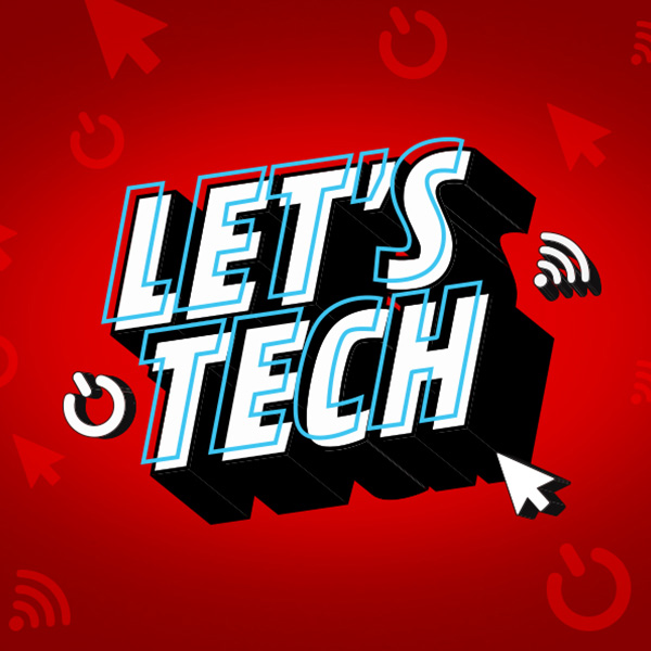 Logo Let's Tech su sfondo rosso