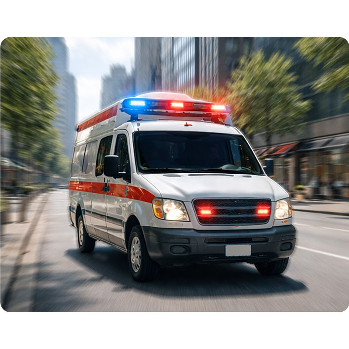 un ambulanza sfreccia per strada