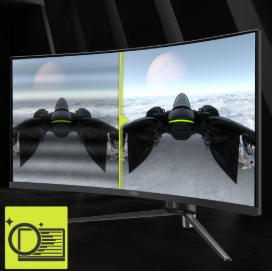 monitor curvato mag,nello sfondo il cielo