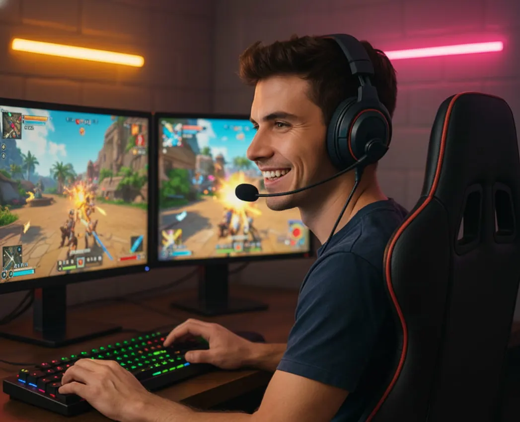 ragazzo che indossa le cuffie da gaming