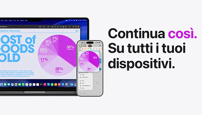 Immagine di un Macbook e di un iPhone con dei diagrammi sullo schermo