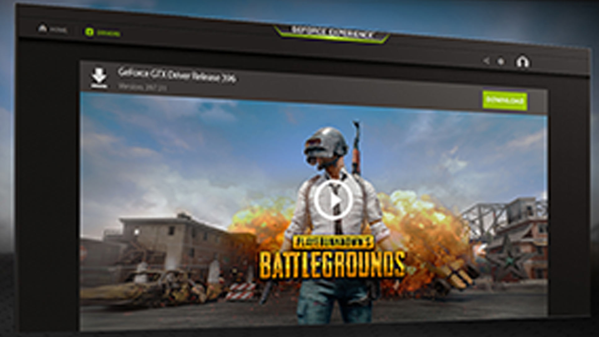 Schermata di download di un gioco di guerra con un soldato in armatura, esplosioni e il logo "Battlegrounds" su sfondo urbano.