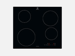 piano cottura nero su sfondo grigio