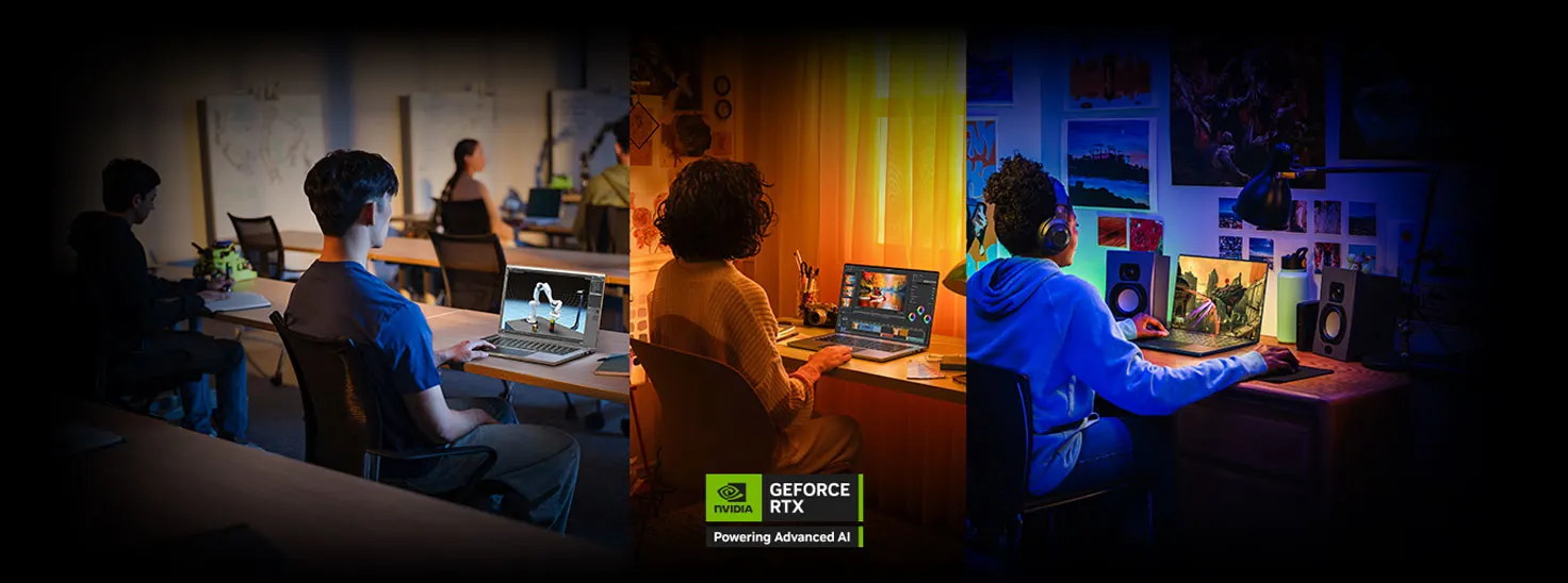 Studenti davanti a notebook mentre giocano e lavorano