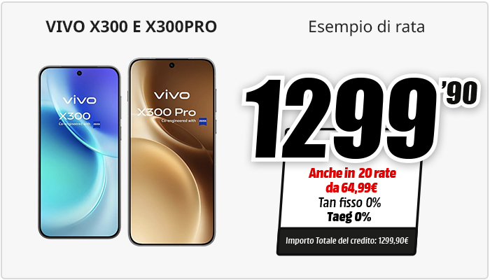 dettaglio finanziamento tasso zero mediaworld per prodotto  VIVO X300 E X300PRO