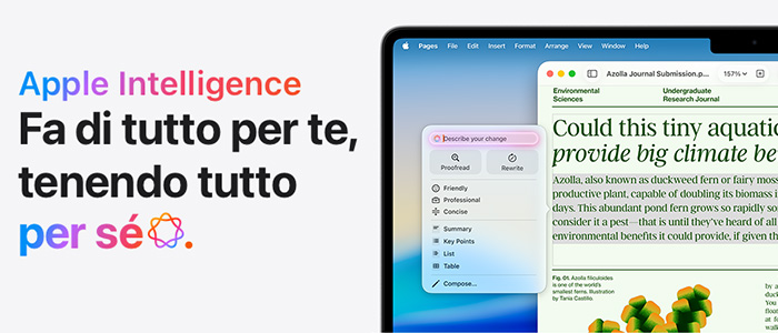 Una sezione di schermo del Mac