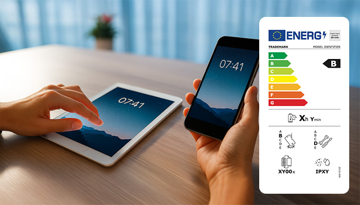Smartphone e tablet con etichetta energetica