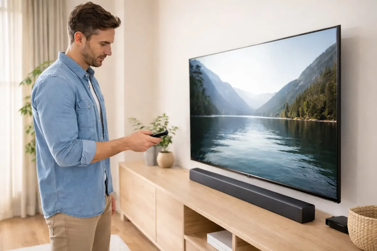 persona che attiva una soundbar