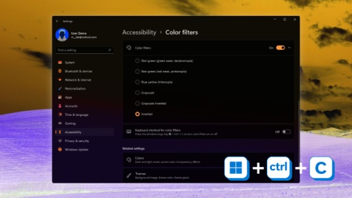 app del color filters aperta su un pc