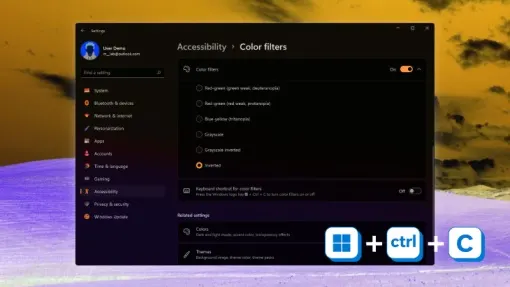 app del color filters aperta su un pc