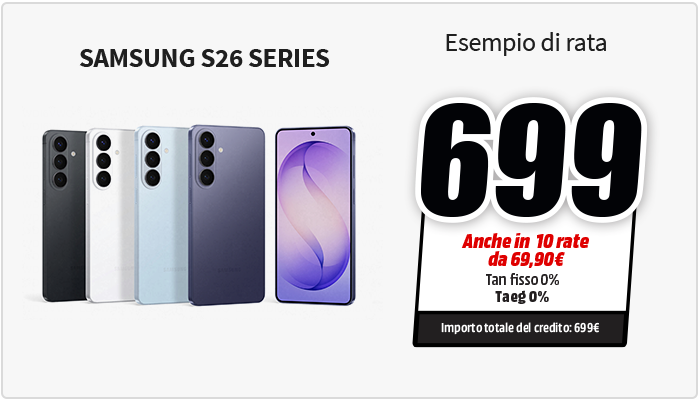 dettaglio finanziamento tasso zero su Samsung S26