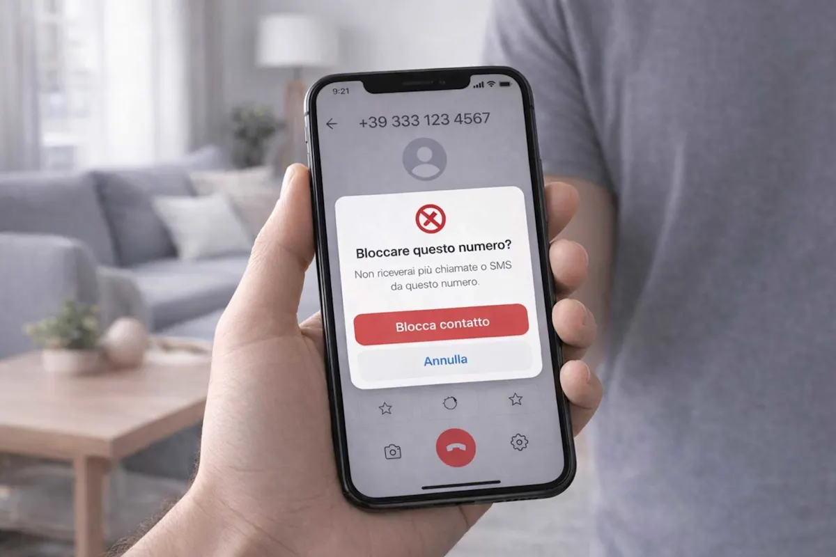 schermo di un telefono che mostra un numero bloccato