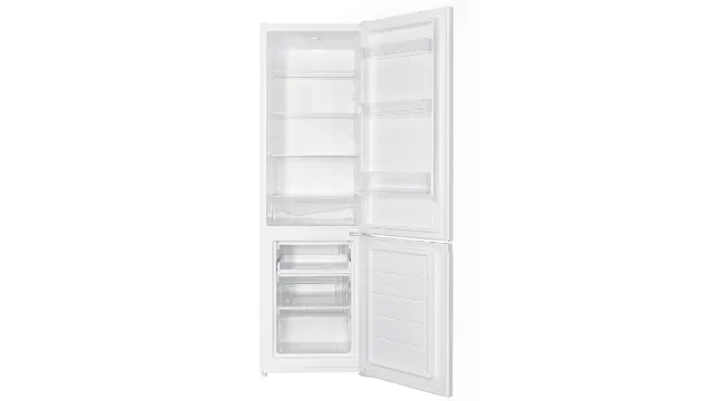 Combinazione frigorifero-congelatore OFK 651 E W di ok. in bianco, con porte aperte e vani frigo e freezer visibili.