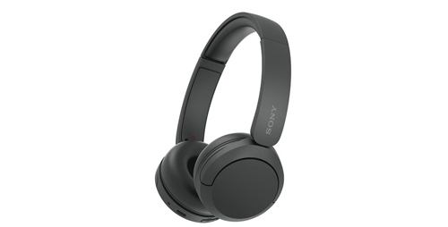 Cuffie nere con archetto curvo e padiglioni circolari su sfondo bianco.