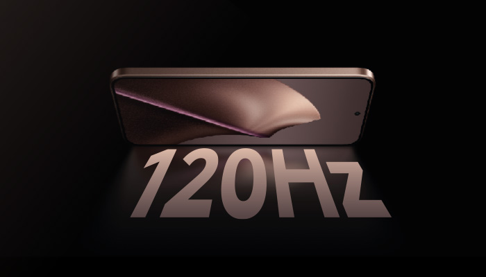 xiaomi rosaceo con 120Hz scritto sulla sua ombra su sfondo nero