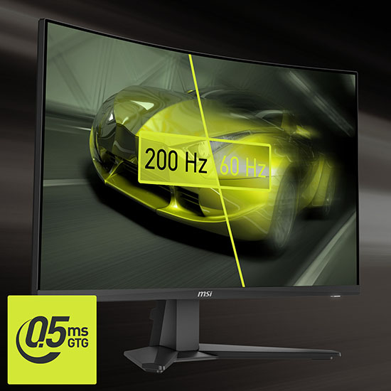 Monitor con dettaglio 200 Hz e risposta 0.5ms