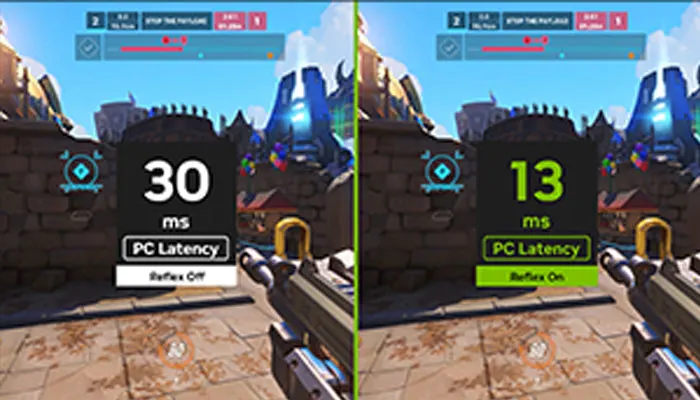 due schermate di confronto su un videogioco fps