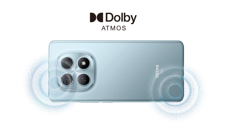 smartphone con logo dolby atmos e cerchi concentrici