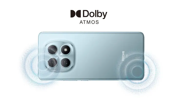 smartphone con logo dolby atmos e cerchi concentrici