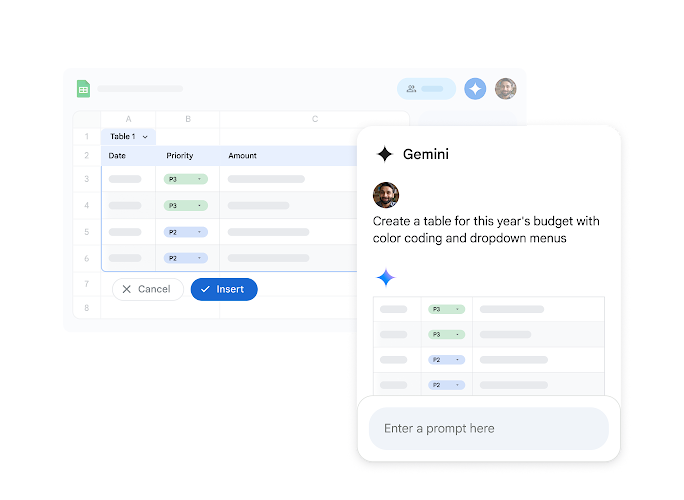 Istruzioni visive google Gemini e Fogli