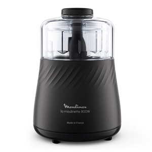 Frullatore nero con contenitore trasparente. Base con motivo a spirale e logo bianco. Fondo con piedini neri.