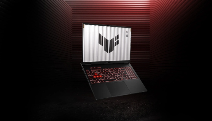 portatile asus su sfondo rosso e nero