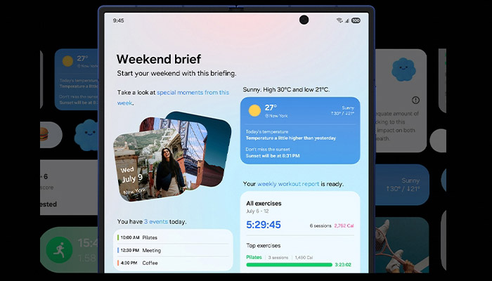 Schermata di NowBrief del Samsung Galaxy Fold7