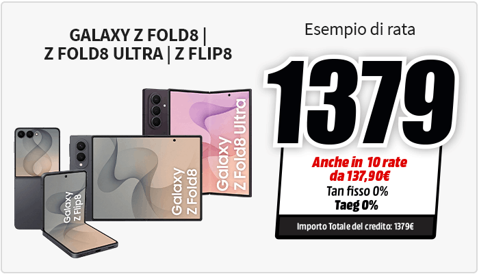 dettaglio finanziamento su samsung fold e flip 8
