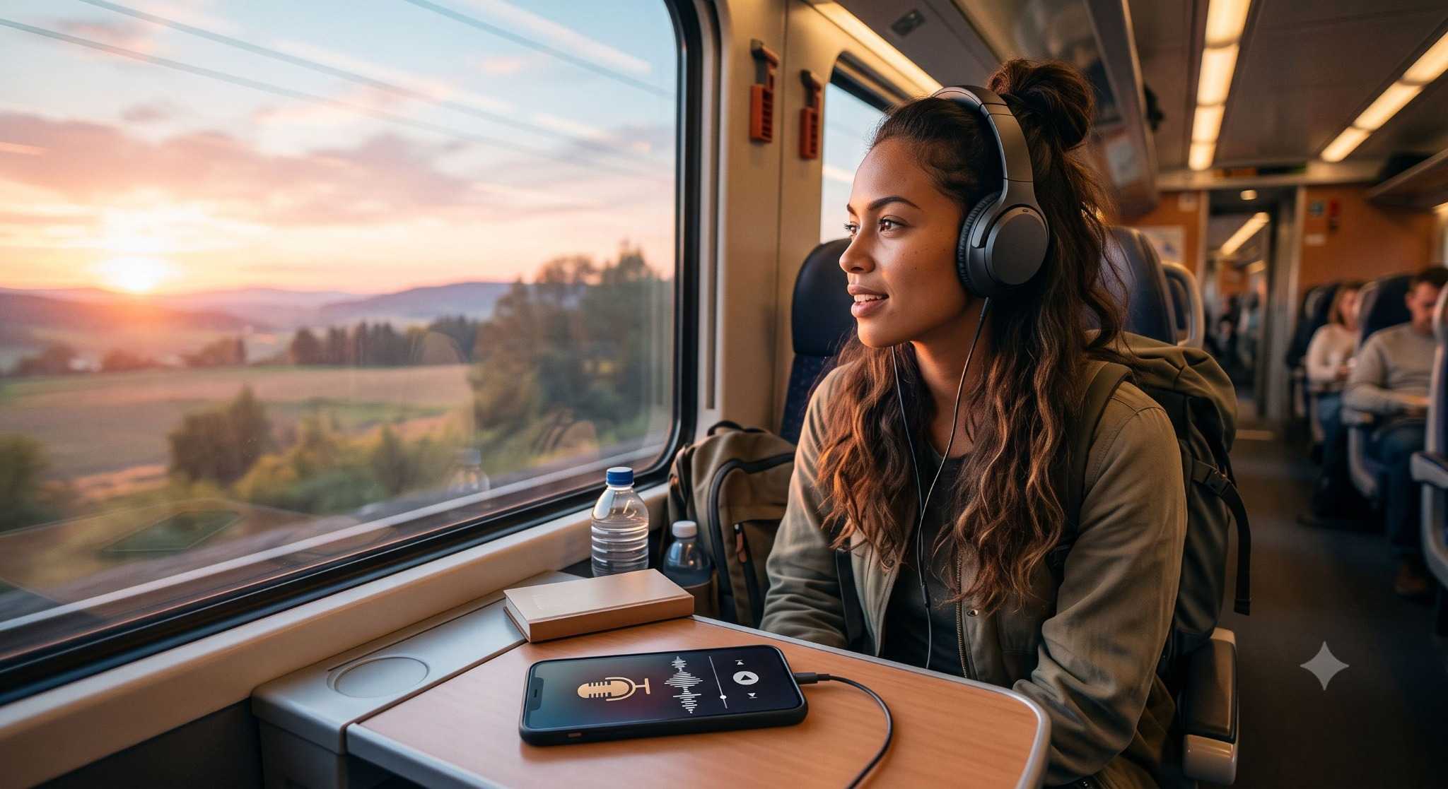 ragazza che ascolta podcast