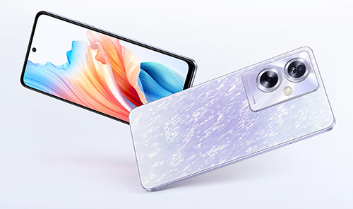 Due smartphone su sfondo bianco. Uno mostra uno schermo colorato e l'altro ha due fotocamere posteriori.